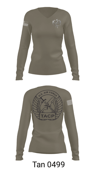 Women's Long Sleeve Vneck Shirt, 18th Air Support Operations Group, Air Force, Teamtime, Team time, sublimation, custom sports apparel, team uniforms, spirit wear, spiritwear, sports uniforms, custom shirts, team store, custom team store, fundraiser sports, apparel fundraiser