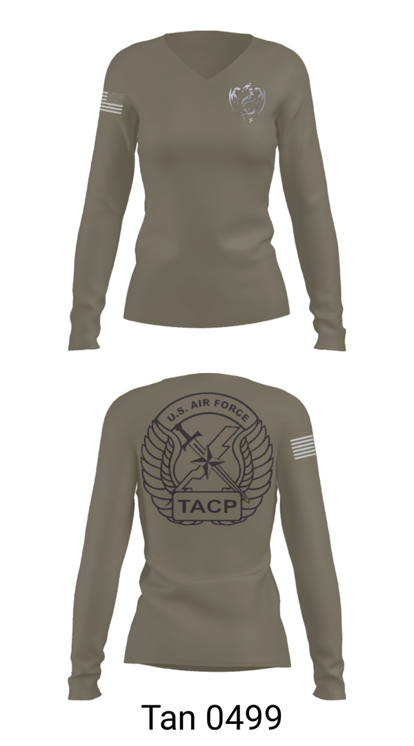 Women's Long Sleeve Vneck Shirt, 18th Air Support Operations Group, Air Force, Teamtime, Team time, sublimation, custom sports apparel, team uniforms, spirit wear, spiritwear, sports uniforms, custom shirts, team store, custom team store, fundraiser sports, apparel fundraiser