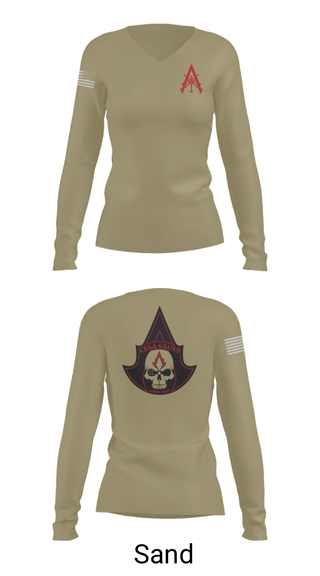 Women's Long Sleeve Vneck Shirt, A Co. 1-3 AB, Army, Teamtime, Team time, sublimation, custom sports apparel, team uniforms, spirit wear, spiritwear, sports uniforms, custom shirts, team store, custom team store, fundraiser sports, apparel fundraiser