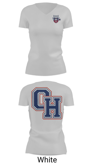 Women's Short Sleeve Vneck Shirt, Oak Hill High School, Spirit Store, Teamtime, Team time, sublimation, custom sports apparel, team uniforms, spirit wear, spiritwear, sports uniforms, custom shirts, team store, custom team store, fundraiser sports, apparel fundraiser