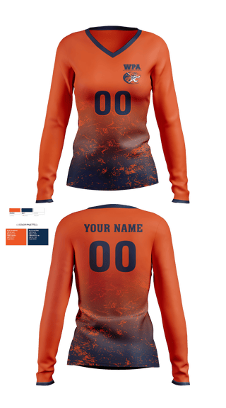 Women's Long Sleeve Vneck Shirt, Wilson Preparatory Academy (High School) Volleyball, Women's Volleyball, Teamtime, Team time, sublimation, custom sports apparel, team uniforms, spirit wear, spiritwear, sports uniforms, custom shirts, team store, custom team store, fundraiser sports, apparel fundraiser