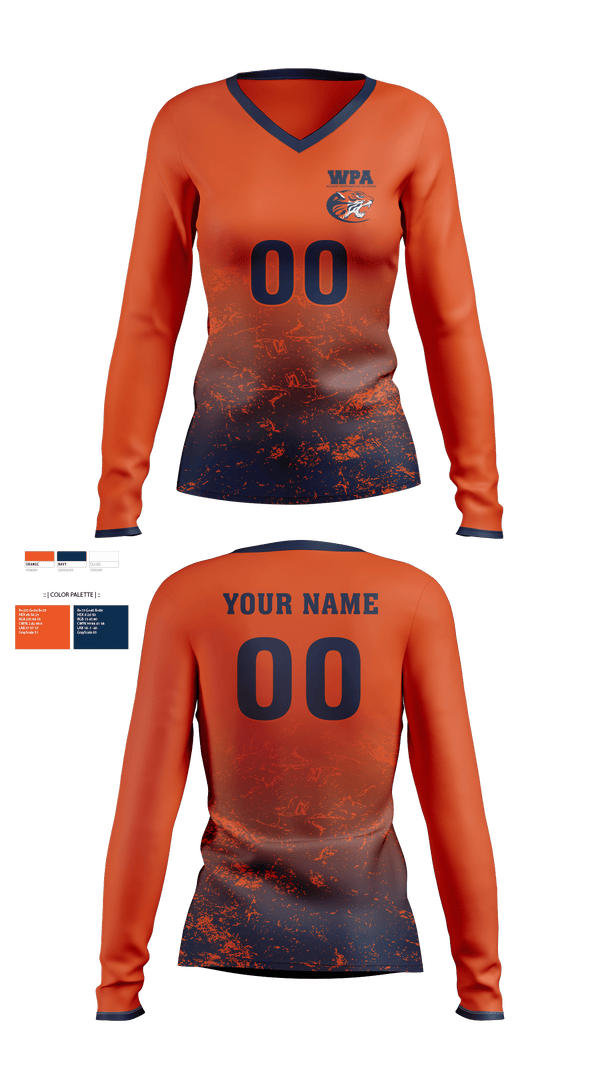 Women's Long Sleeve Vneck Shirt, Wilson Preparatory Academy (High School) Volleyball, Women's Volleyball, Teamtime, Team time, sublimation, custom sports apparel, team uniforms, spirit wear, spiritwear, sports uniforms, custom shirts, team store, custom team store, fundraiser sports, apparel fundraiser