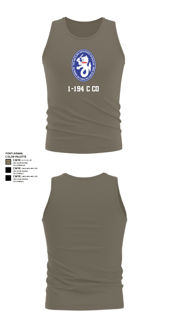 Tank Top, 1-194 C Co, National Guard, Teamtime, Team time, sublimation, custom sports apparel, team uniforms, spirit wear, spiritwear, sports uniforms, custom shirts, team store, custom team store, fundraiser sports, apparel fundraiser