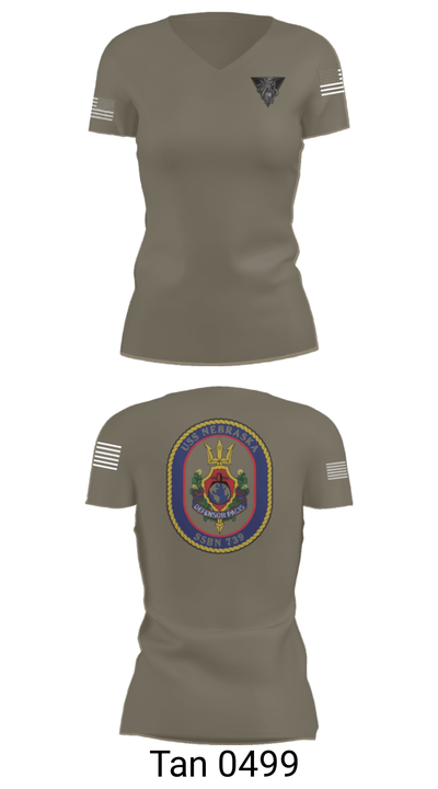 USS Nebraska 93337637 Women's Short Sleeve V-neck Shirt - 36