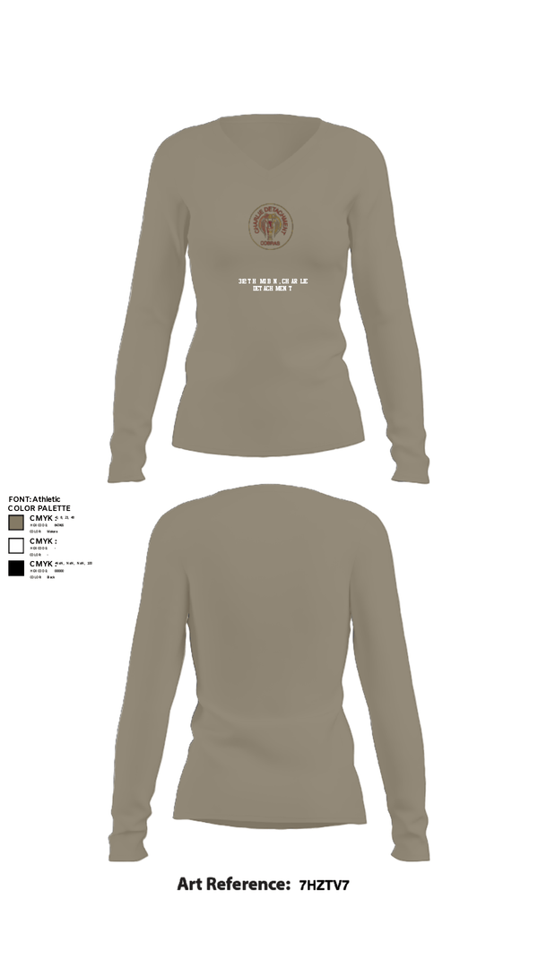 Womens Long Sleeve Vneck Shirt, 312TH MI BN, CHARLIE DETACHMENT, Army, Teamtime, Team time, sublimation, custom sports apparel, team uniforms, spirit wear, spiritwear, sports uniforms, custom shirts, team store, custom team store, fundraiser sports, apparel fundraiser