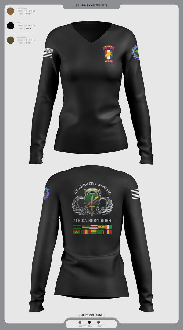 Womens Long Sleeve Vneck Shirt, 478th CA BN (A), Army, Teamtime, Team time, sublimation, custom sports apparel, team uniforms, spirit wear, spiritwear, sports uniforms, custom shirts, team store, custom team store, fundraiser sports, apparel fundraiser
