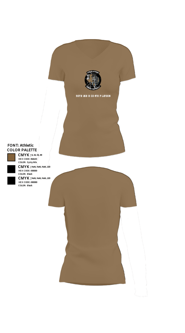 Women's Short Sleeve Vneck Shirt, 90th ASB B co 4Th Platoon, Army, Teamtime, Team time, sublimation, custom sports apparel, team uniforms, spirit wear, spiritwear, sports uniforms, custom shirts, team store, custom team store, fundraiser sports, apparel fundraiser