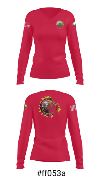 Women's Long Sleeve Vneck Shirt, RAMAPOUGHS NATIVE NATION, Spirit Store, Teamtime, Team time, sublimation, custom sports apparel, team uniforms, spirit wear, spiritwear, sports uniforms, custom shirts, team store, custom team store, fundraiser sports, apparel fundraiser