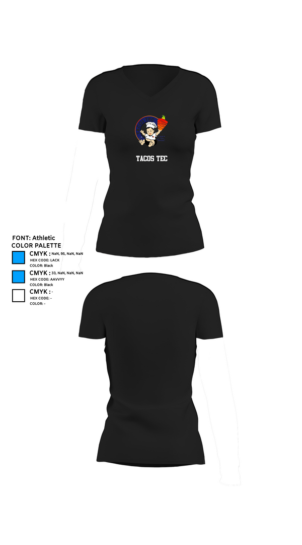 Womens Short Sleeve Vneck Shirt, Tacos tec, , Teamtime, Team time, sublimation, custom sports apparel, team uniforms, spirit wear, spiritwear, sports uniforms, custom shirts, team store, custom team store, fundraiser sports, apparel fundraiser