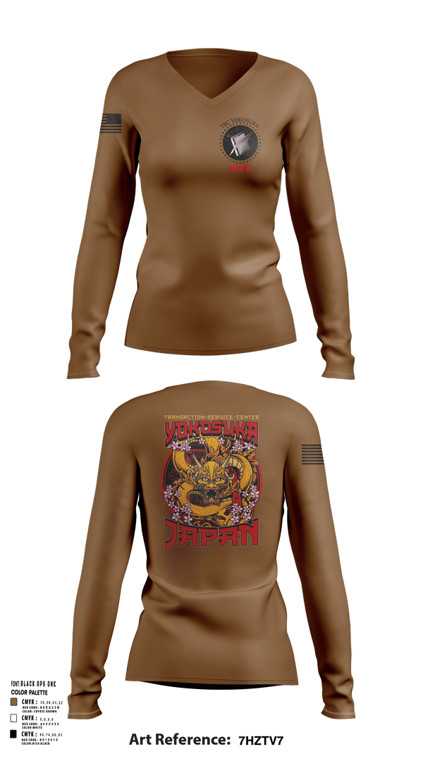 Womens Long Sleeve Vneck Shirt 1, Transactional Service Center Yokosuka, Navy, Teamtime, Team time, sublimation, custom sports apparel, team uniforms, spirit wear, spiritwear, sports uniforms, custom shirts, team store, custom team store, fundraiser sports, apparel fundraiser