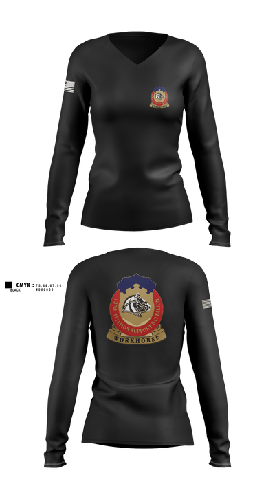 127th ASB WORKHORSE 79378829 Women's Long Sleeve V-neck Shirt - 1