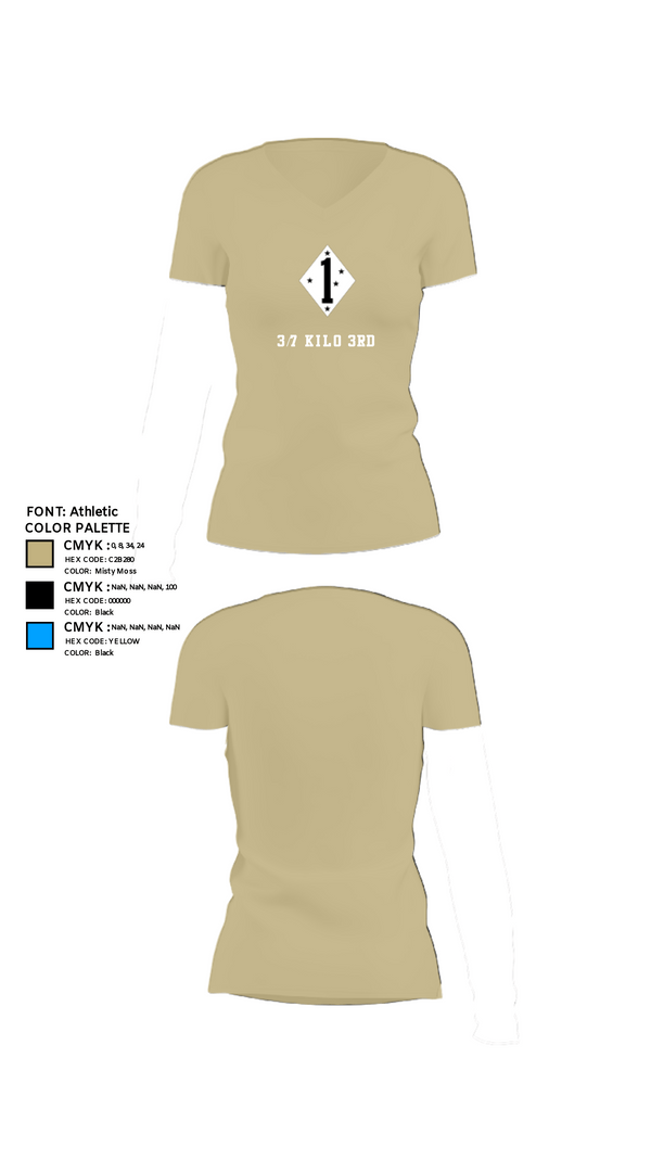 Womens Short Sleeve Vneck Shirt, 3/7 Kilo 3rd, Marines, Teamtime, Team time, sublimation, custom sports apparel, team uniforms, spirit wear, spiritwear, sports uniforms, custom shirts, team store, custom team store, fundraiser sports, apparel fundraiser