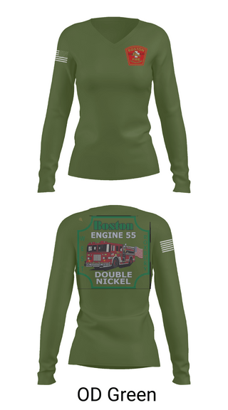 Womens Long Sleeve Vneck Shirt 1, Boston Fire Department Engine 55, , Teamtime, Team time, sublimation, custom sports apparel, team uniforms, spirit wear, spiritwear, sports uniforms, custom shirts, team store, custom team store, fundraiser sports, apparel fundraiser