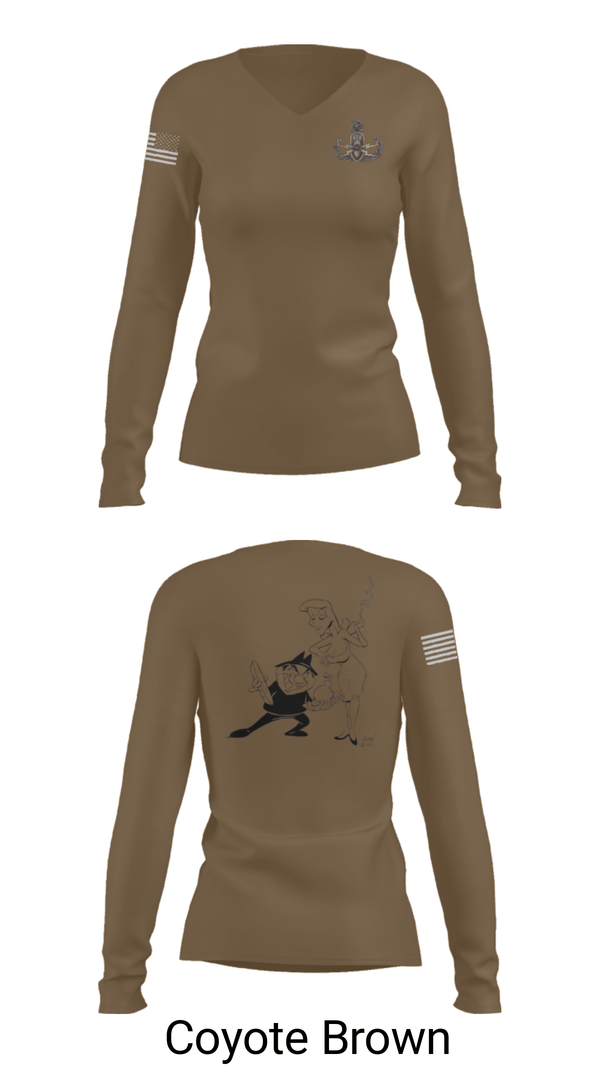 Women's Long Sleeve Vneck Shirt, 18th EOD Det, Army, Teamtime, Team time, sublimation, custom sports apparel, team uniforms, spirit wear, spiritwear, sports uniforms, custom shirts, team store, custom team store, fundraiser sports, apparel fundraiser