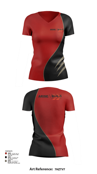 Womens Short Sleeve Vneck Shirt, Arise N Build, , Teamtime, Team time, sublimation, custom sports apparel, team uniforms, spirit wear, spiritwear, sports uniforms, custom shirts, team store, custom team store, fundraiser sports, apparel fundraiser
