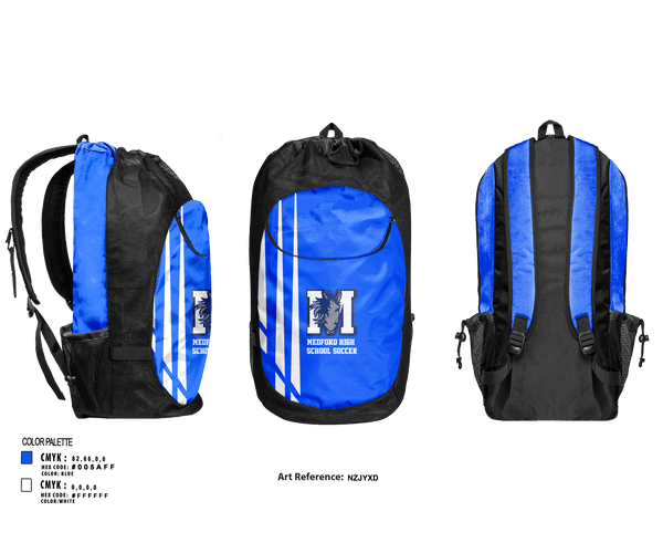 Gear Bag, Medford High School Soccer, Men's Soccer, Teamtime, Team time, sublimation, custom sports apparel, team uniforms, spirit wear, spiritwear, sports uniforms, custom shirts, team store, custom team store, fundraiser sports, apparel fundraiser