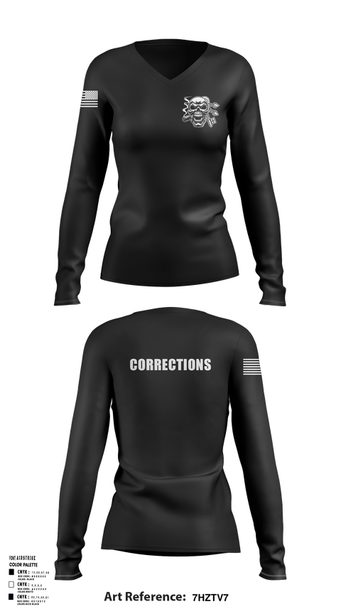 Womens Long Sleeve Vneck Shirt, Corrections, Police, Teamtime, Team time, sublimation, custom sports apparel, team uniforms, spirit wear, spiritwear, sports uniforms, custom shirts, team store, custom team store, fundraiser sports, apparel fundraiser