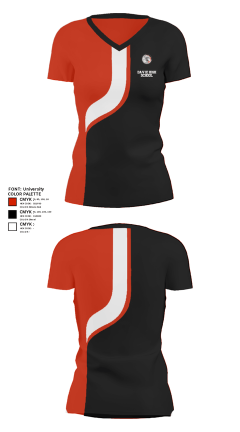 Women's Short Sleeve Vneck Shirt, Davie High School, Tennis, Teamtime, Team time, sublimation, custom sports apparel, team uniforms, spirit wear, spiritwear, sports uniforms, custom shirts, team store, custom team store, fundraiser sports, apparel fundraiser