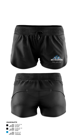 Womens Shorts, Mg roofing, , Teamtime, Team time, sublimation, custom sports apparel, team uniforms, spirit wear, spiritwear, sports uniforms, custom shirts, team store, custom team store, fundraiser sports, apparel fundraiser