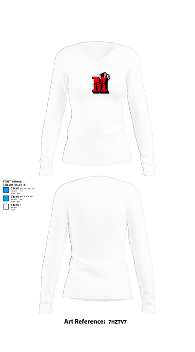 Moundridge High School Basketball 5586050 Women's Long Sleeve V-neck Shirt - 15
