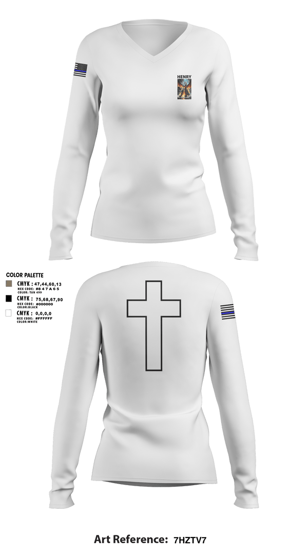 Womens Long Sleeve Vneck Shirt, Henry, Police, Teamtime, Team time, sublimation, custom sports apparel, team uniforms, spirit wear, spiritwear, sports uniforms, custom shirts, team store, custom team store, fundraiser sports, apparel fundraiser