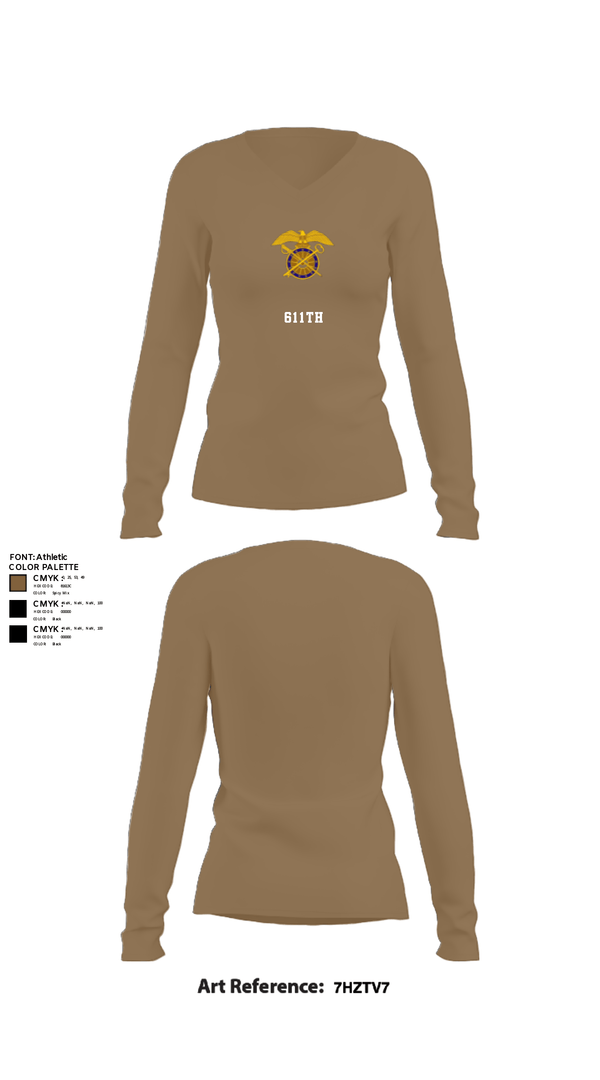 Womens Long Sleeve Vneck Shirt, 611th, Army, Teamtime, Team time, sublimation, custom sports apparel, team uniforms, spirit wear, spiritwear, sports uniforms, custom shirts, team store, custom team store, fundraiser sports, apparel fundraiser