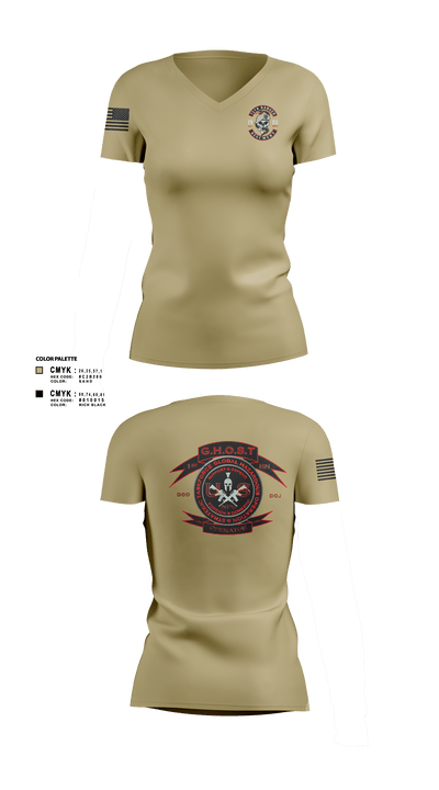 Green Beret 87463289 Women's Short Sleeve V-neck Shirt - 131