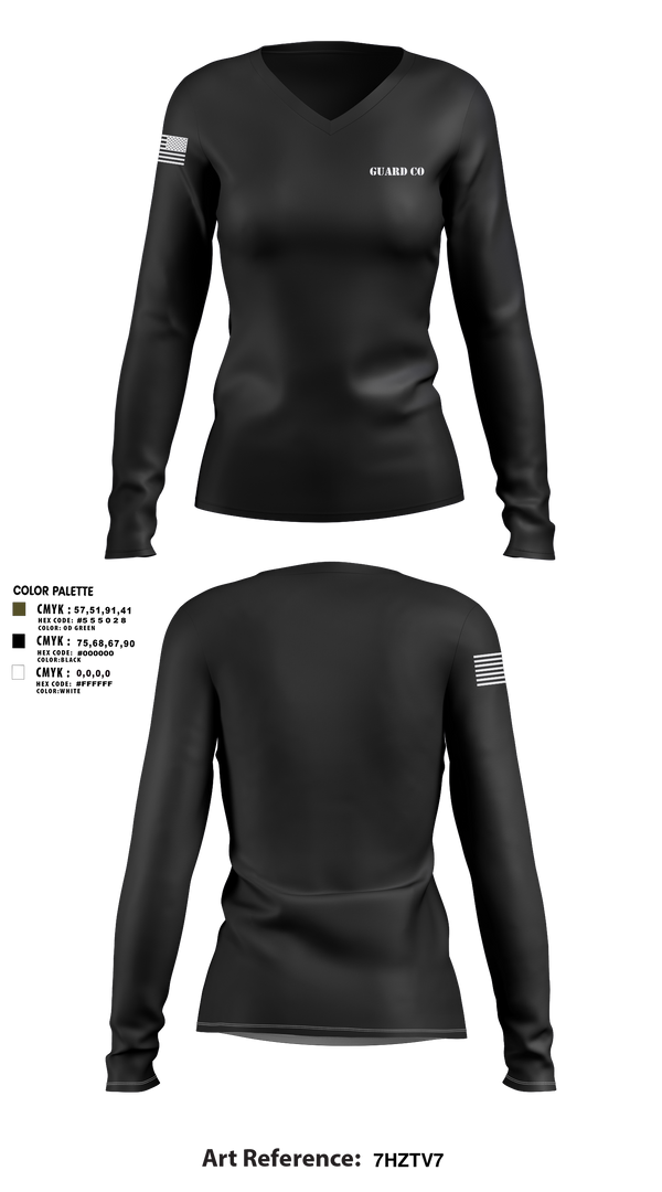 Womens Long Sleeve Vneck Shirt, Guard Co, , Teamtime, Team time, sublimation, custom sports apparel, team uniforms, spirit wear, spiritwear, sports uniforms, custom shirts, team store, custom team store, fundraiser sports, apparel fundraiser