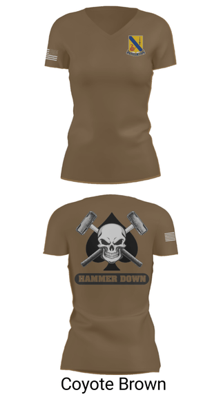 Women's Short Sleeve Vneck Shirt, 2-14 CAV ACE HIGH, Army, Teamtime, Team time, sublimation, custom sports apparel, team uniforms, spirit wear, spiritwear, sports uniforms, custom shirts, team store, custom team store, fundraiser sports, apparel fundraiser