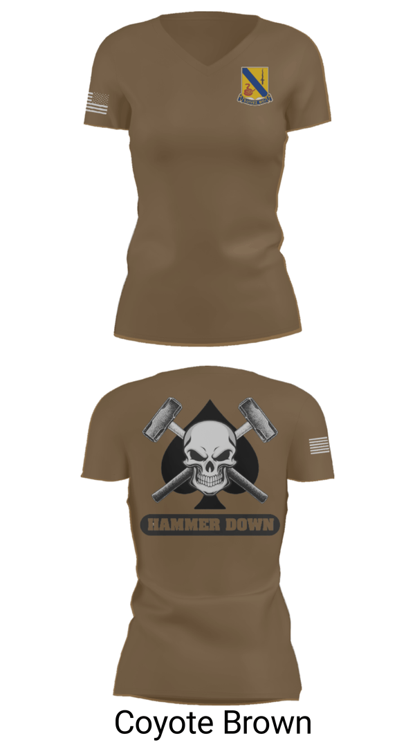 Women's Short Sleeve Vneck Shirt, 2-14 CAV ACE HIGH, Army, Teamtime, Team time, sublimation, custom sports apparel, team uniforms, spirit wear, spiritwear, sports uniforms, custom shirts, team store, custom team store, fundraiser sports, apparel fundraiser