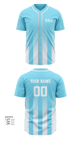 Full Button Baseball Jersey, F.O.E, Baseball, Teamtime, Team time, sublimation, custom sports apparel, team uniforms, spirit wear, spiritwear, sports uniforms, custom shirts, team store, custom team store, fundraiser sports, apparel fundraiser