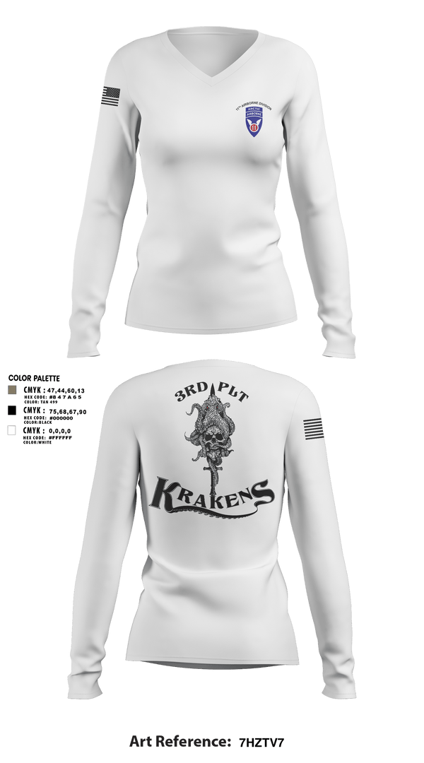 Womens Long Sleeve Vneck Shirt, 3RD PLT95TH CBRN3rd plt, Army, Teamtime, Team time, sublimation, custom sports apparel, team uniforms, spirit wear, spiritwear, sports uniforms, custom shirts, team store, custom team store, fundraiser sports, apparel fundraiser