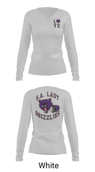 SA LADY GRIZZLES 21118308 Women's Long Sleeve V-neck Shirt - 9