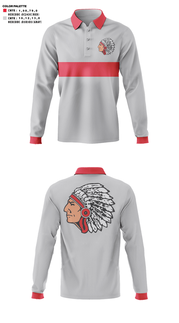 Long Sleeve Performance Polo, County Line Junior High School Cross Country, Cross Country, Teamtime, Team time, sublimation, custom sports apparel, team uniforms, spirit wear, spiritwear, sports uniforms, custom shirts, team store, custom team store, fundraiser sports, apparel fundraiser