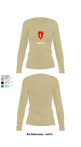 Women's Long Sleeve Vneck Shirt, 25th ID, Army, Teamtime, Team time, sublimation, custom sports apparel, team uniforms, spirit wear, spiritwear, sports uniforms, custom shirts, team store, custom team store, fundraiser sports, apparel fundraiser