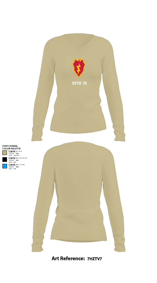 Women's Long Sleeve Vneck Shirt, 25th ID, Army, Teamtime, Team time, sublimation, custom sports apparel, team uniforms, spirit wear, spiritwear, sports uniforms, custom shirts, team store, custom team store, fundraiser sports, apparel fundraiser
