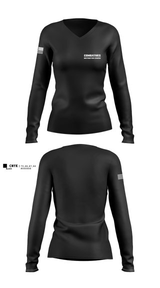 Womens Long Sleeve Vneck Shirt 1, Combatives instructor course, Army, Teamtime, Team time, sublimation, custom sports apparel, team uniforms, spirit wear, spiritwear, sports uniforms, custom shirts, team store, custom team store, fundraiser sports, apparel fundraiser