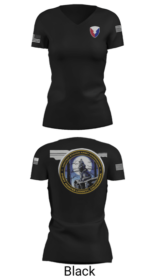 Women's Short Sleeve Vneck Shirt, USAG Fort Hunter Liggett, Army, Teamtime, Team time, sublimation, custom sports apparel, team uniforms, spirit wear, spiritwear, sports uniforms, custom shirts, team store, custom team store, fundraiser sports, apparel fundraiser