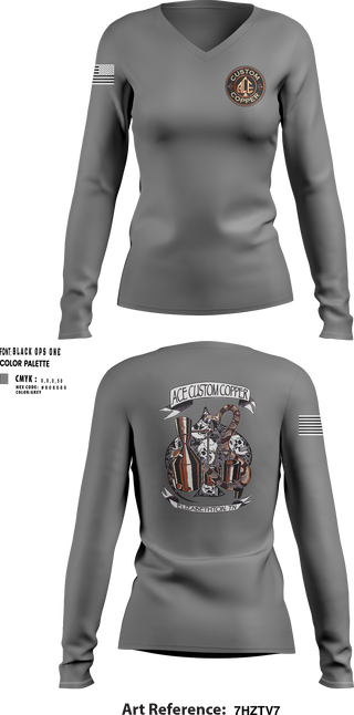 Womens Long Sleeve Vneck Shirt, Ace Custom Copper, , Teamtime, Team time, sublimation, custom sports apparel, team uniforms, spirit wear, spiritwear, sports uniforms, custom shirts, team store, custom team store, fundraiser sports, apparel fundraiser