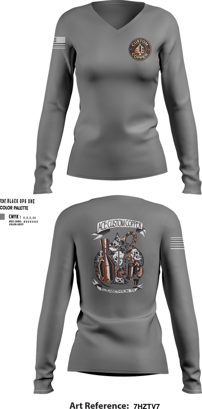 Ace Custom Copper 83506785 Women's Long Sleeve V-neck Shirt - 1