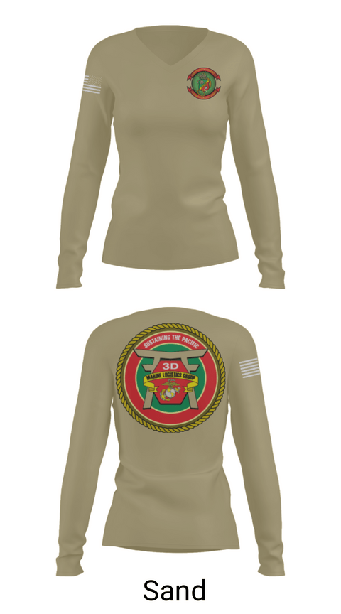 Womens Long Sleeve Vneck Shirt, CLR 37, Marines, Teamtime, Team time, sublimation, custom sports apparel, team uniforms, spirit wear, spiritwear, sports uniforms, custom shirts, team store, custom team store, fundraiser sports, apparel fundraiser