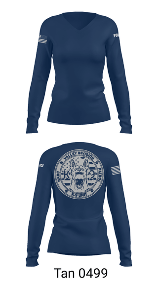 Womens Long Sleeve Vneck Shirt, VALLEY K9, , Teamtime, Team time, sublimation, custom sports apparel, team uniforms, spirit wear, spiritwear, sports uniforms, custom shirts, team store, custom team store, fundraiser sports, apparel fundraiser