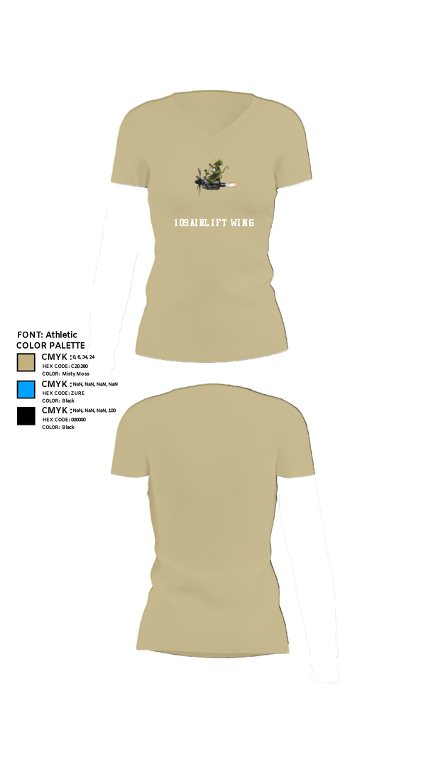 Women's Short Sleeve Vneck Shirt, 109 Airlift Wing, Air Force, Teamtime, Team time, sublimation, custom sports apparel, team uniforms, spirit wear, spiritwear, sports uniforms, custom shirts, team store, custom team store, fundraiser sports, apparel fundraiser