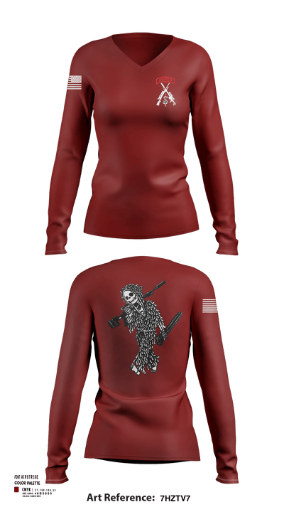 2-5 CAV Snipers 24011849 Women's Long Sleeve V-neck Shirt - 116