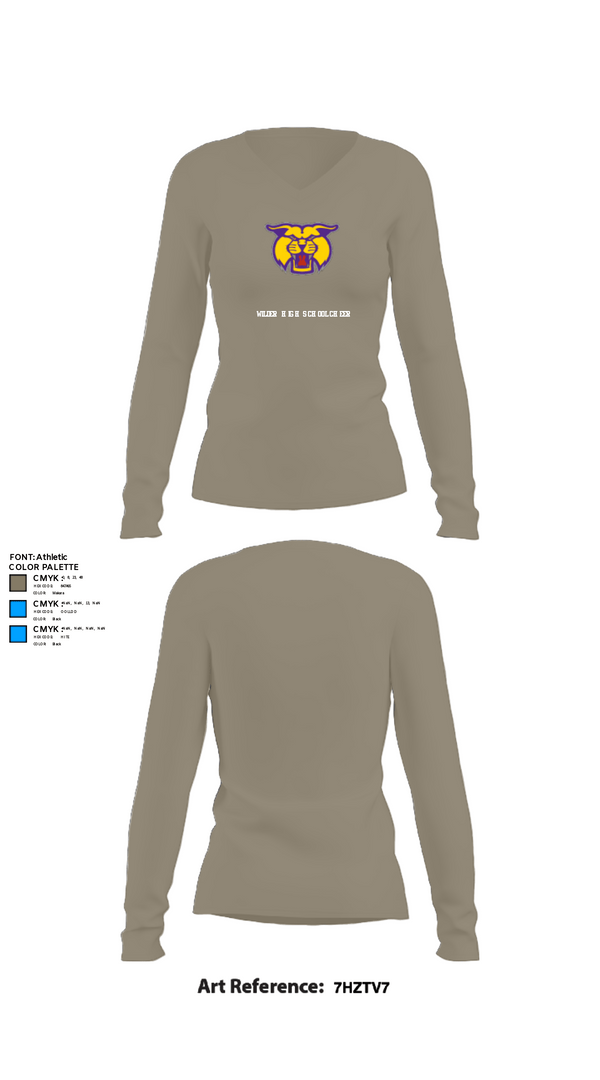Womens Long Sleeve Vneck Shirt, Wilder High School Cheer, Cheer, Teamtime, Team time, sublimation, custom sports apparel, team uniforms, spirit wear, spiritwear, sports uniforms, custom shirts, team store, custom team store, fundraiser sports, apparel fundraiser