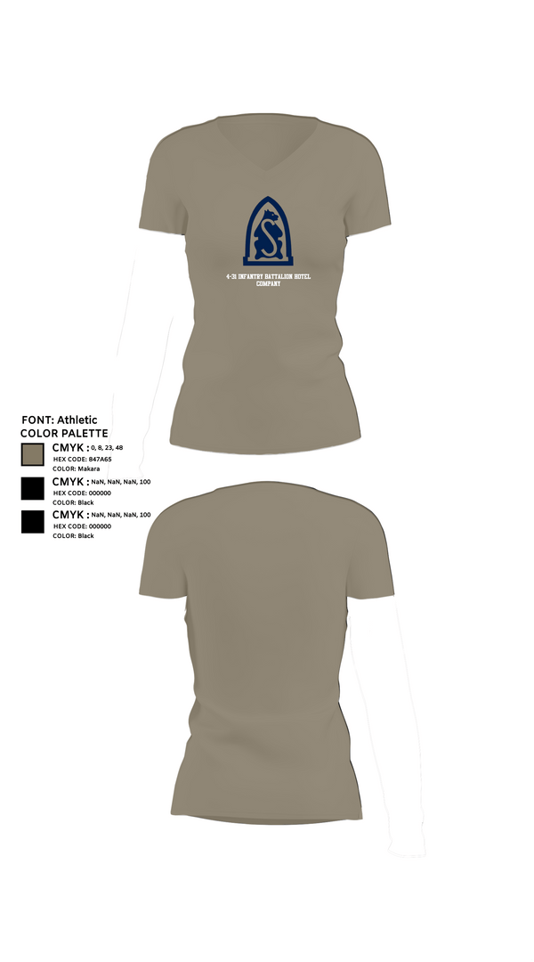 Womens Short Sleeve Vneck Shirt, 4-31 infantry battalion hotel company, Army, Teamtime, Team time, sublimation, custom sports apparel, team uniforms, spirit wear, spiritwear, sports uniforms, custom shirts, team store, custom team store, fundraiser sports, apparel fundraiser
