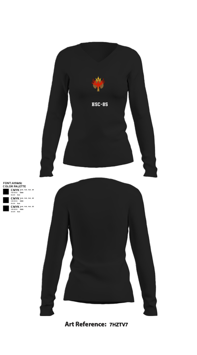 HSC-85 15010069 Women's Long Sleeve V-neck Shirt - 21
