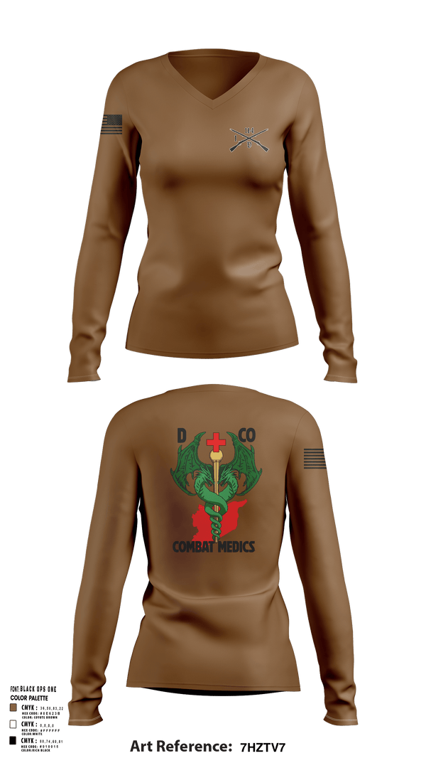 Womens Long Sleeve Vneck Shirt, D-co 1-114th, Army, Teamtime, Team time, sublimation, custom sports apparel, team uniforms, spirit wear, spiritwear, sports uniforms, custom shirts, team store, custom team store, fundraiser sports, apparel fundraiser