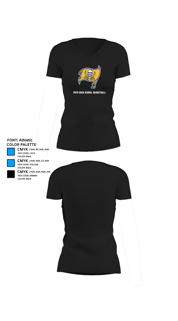 Womens Short Sleeve Vneck Shirt, Poth High School Basketball, Men's Basketball, Teamtime, Team time, sublimation, custom sports apparel, team uniforms, spirit wear, spiritwear, sports uniforms, custom shirts, team store, custom team store, fundraiser sports, apparel fundraiser