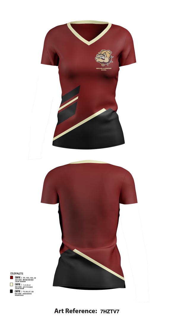 Womens Short Sleeve Vneck Shirt, Highland Elementary School, Spirit Store, Teamtime, Team time, sublimation, custom sports apparel, team uniforms, spirit wear, spiritwear, sports uniforms, custom shirts, team store, custom team store, fundraiser sports, apparel fundraiser